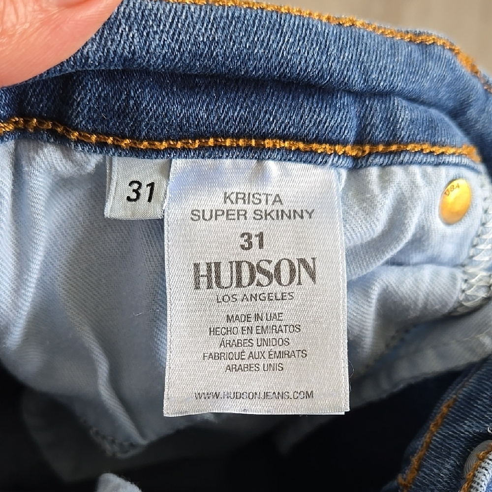 Hudson Krista Super Skinny Low Rise Jeans, Size 31, Light Wash, Casual, Classic - Picture 12 of 14